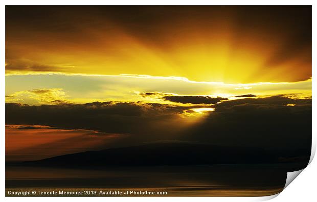 Golden Gomera Sunset Print by Tenerife Memoriez