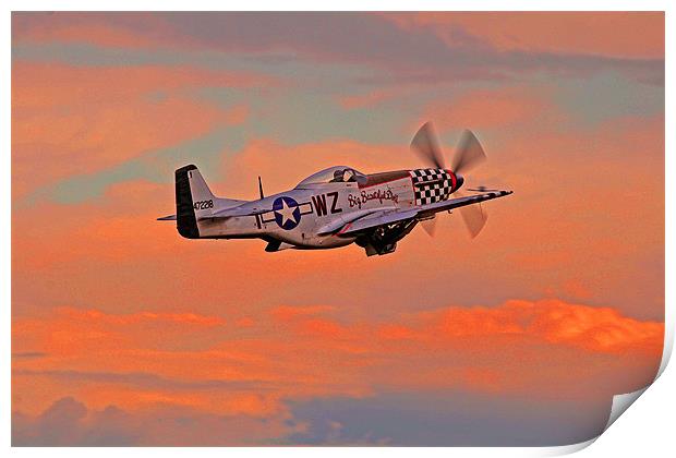 P-51 mustang sunset Print by Rachel & Martin Pics