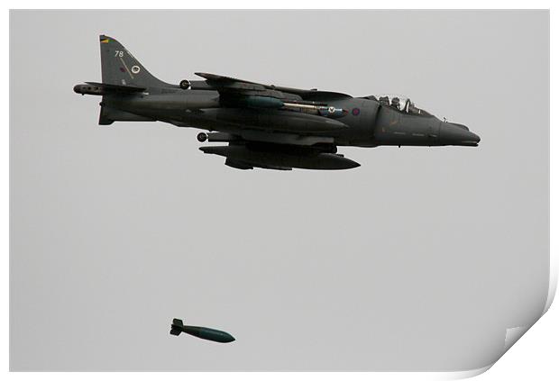 Harrier drops big bomb Print by Rachel & Martin Pics