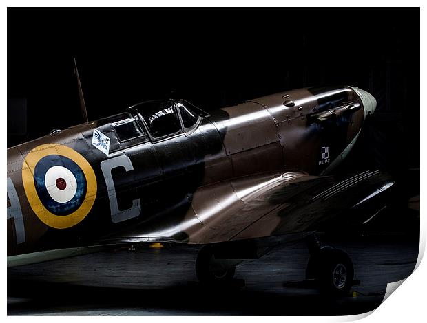 Spitfire in the shadows Print by Keith Campbell