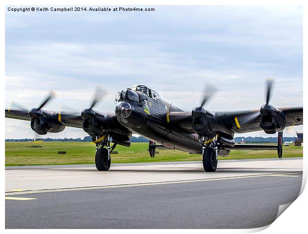  RAF Lancaster PA474 taxies in Print by Keith Campbell