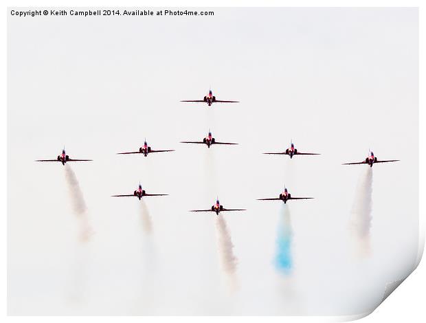  Red Arrows - Red, White and a little Blue... Print by Keith Campbell