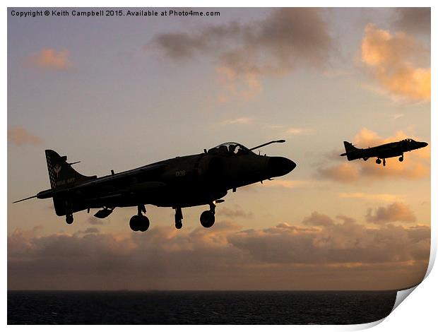 Sea Harriers Hovering  Print by Keith Campbell