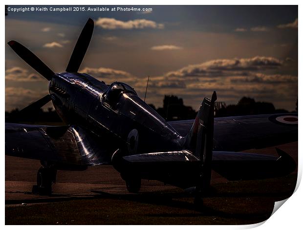  Dusk Spitfire Print by Keith Campbell