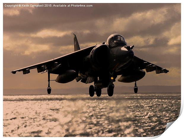  RAF Harrier hovering Print by Keith Campbell
