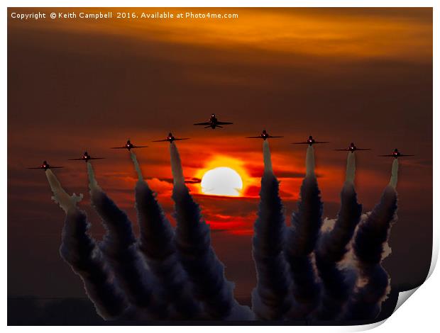 Red Arrows head-on Print by Keith Campbell