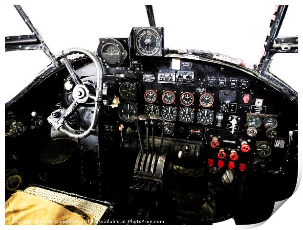 RAF World War 2 AVRO Lancaster cockpit Print by Keith Campbell