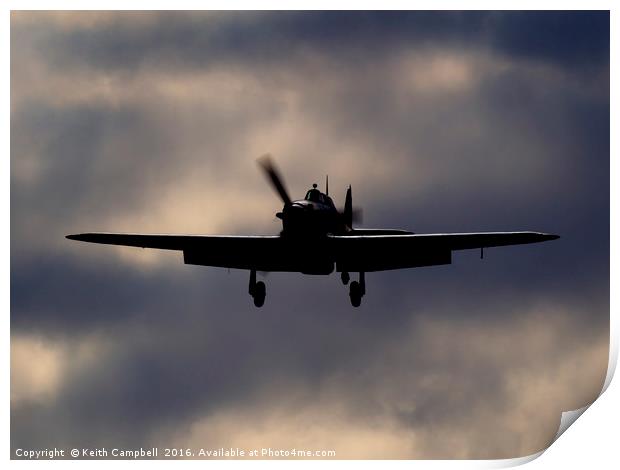 Hurricane Dusk Landing Print by Keith Campbell