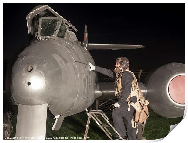 RAF Meteor and Pilot Print by Keith Campbell