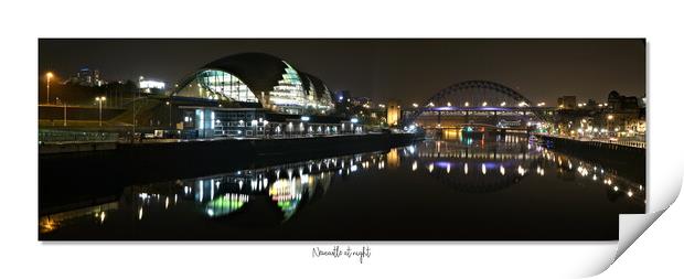  Newcastle at night panoramic  Print by JC studios LRPS ARPS