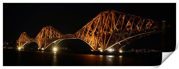 Forth Rail by Night 2 Print by T2 Images