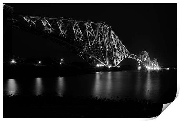 Forth Rail Bridge B+W Print by T2 Images