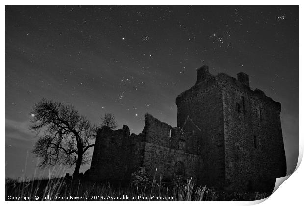 Balvaird Castle at night  Print by Lady Debra Bowers L.R.P.S