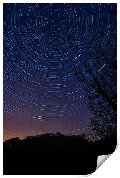 Star trails over Knypersley Pool, the unseen beaut Print by