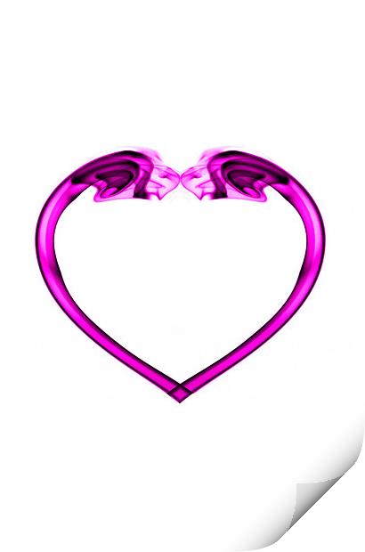 Pink heart on white Print by Steve Purnell