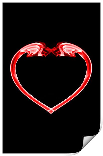 Red heart on black Print by Steve Purnell