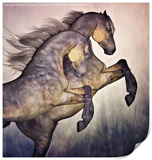  Two Stallions Print by Abstract  Fractal Fantasy