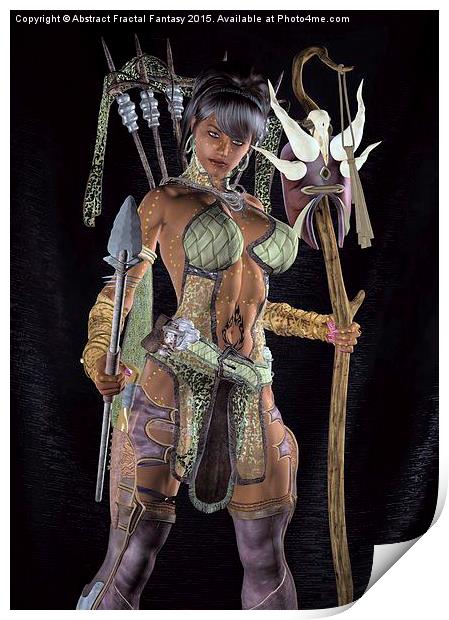  Voodoo Tribal Warrior Girl Print by Abstract  Fractal Fantasy