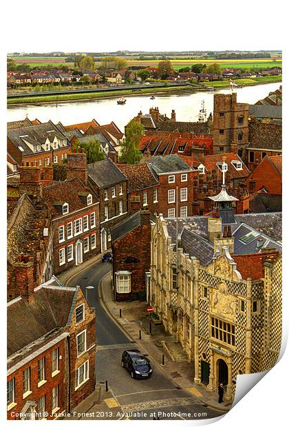 Historic Kings Lynn Rooftop View Print by Jackie Forrest