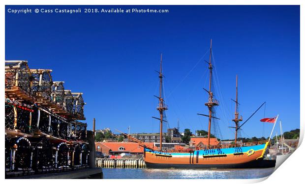 Full size replica of The Endeavour - Whitby Print by Cass Castagnoli