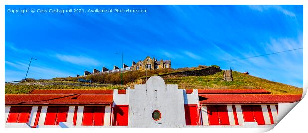 Saltburn Huts in the sunshine Print by Cass Castagnoli