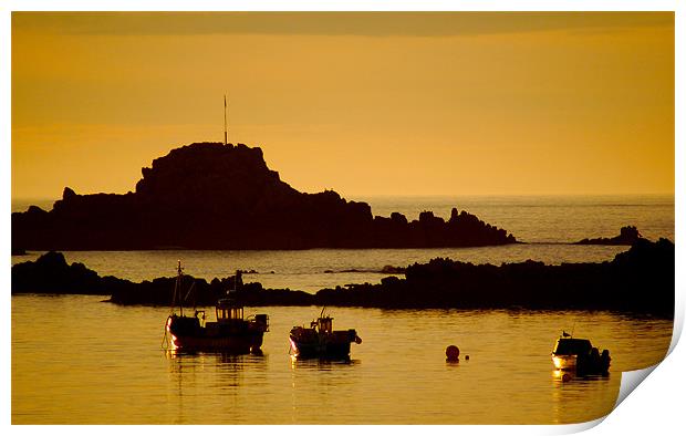 Cobo Bay Sunset Guernsey Print by Tracey Selby