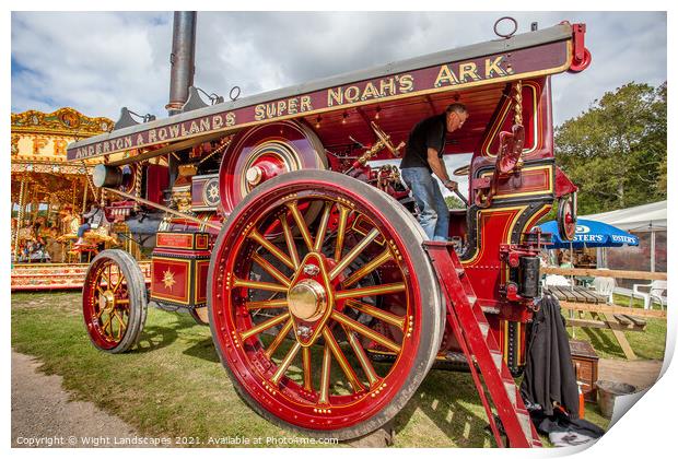 The Lion Steam Traction Engine Print by Wight Landscapes