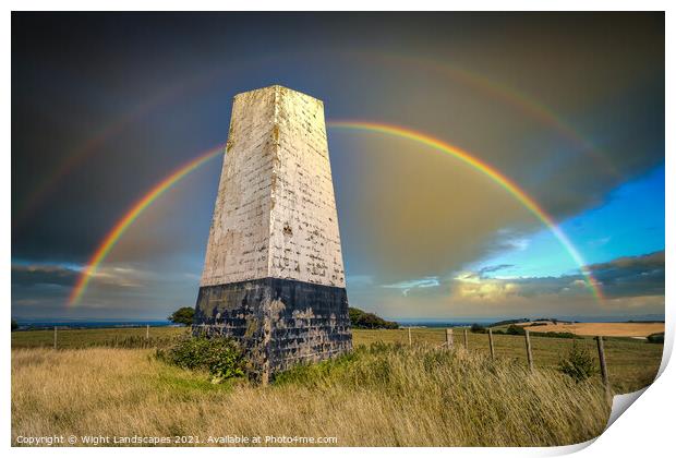 Ashey Sea Mark Double Rainbow Print by Wight Landscapes