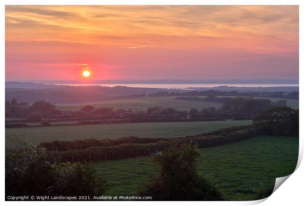 Sunset Over Hamstead Print by Wight Landscapes