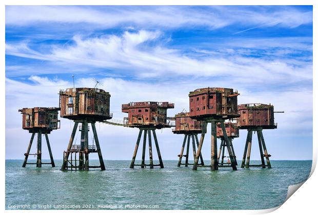 Red Sands Maunsell Forts Print by Wight Landscapes