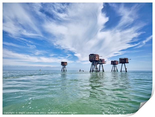 Shivering Sands Maunsell Forts Print by Wight Landscapes