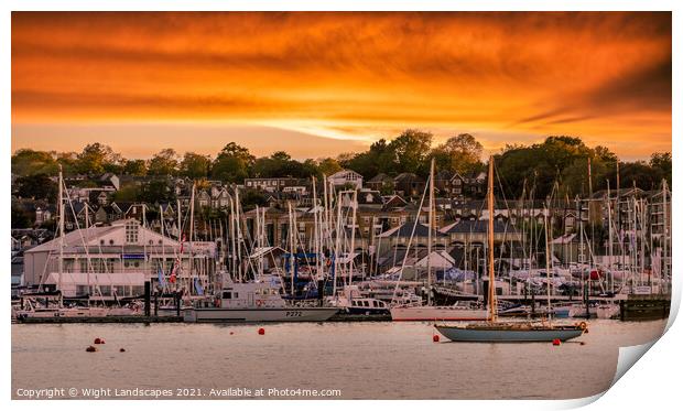 Cowes Yacht Haven Sunset Print by Wight Landscapes