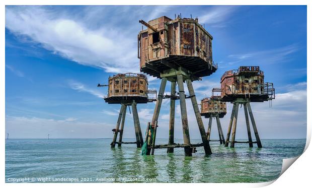 Shivering Sands Maunsell Forts Print by Wight Landscapes