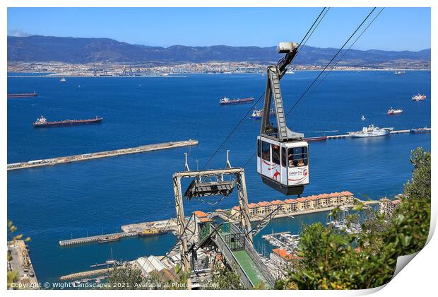 Gibraltar Cable Car Print by Wight Landscapes