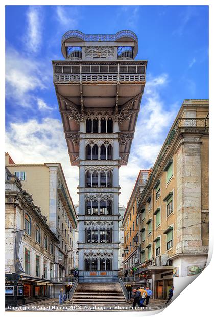 Santa Justa Elevator Print by Wight Landscapes