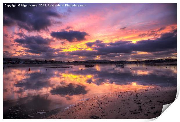 Purple Bembridge Sunset Print by Wight Landscapes