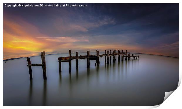 Wooden Pier Sunset Print by Wight Landscapes