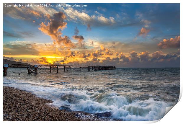 Sunset At Totland Pier Print by Wight Landscapes