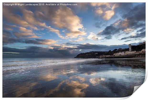 Shanklin Beach Reflections Print by Wight Landscapes