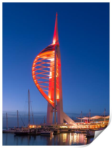 Spinnaker Tower Dressed In Chilli Red Print by Wight Landscapes