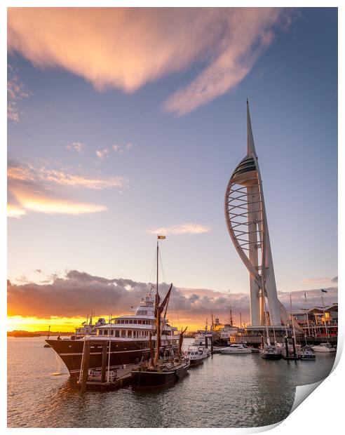 Gunwharf Quays Sunset #2 Print by Wight Landscapes
