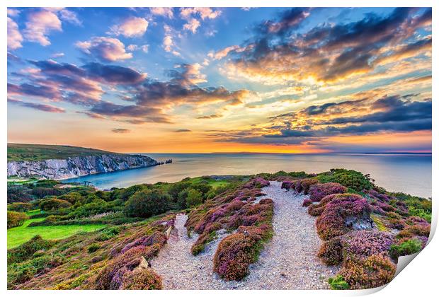 Sunset At The Needles Isle Of Wight Print by Wight Landscapes