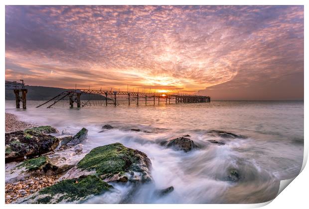 Totland Pier Sunset Print by Wight Landscapes