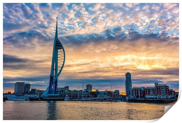 Sunrise At The Spinnaker Tower Portsmouth Print by Wight Landscapes