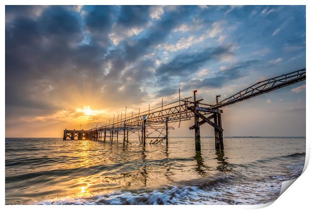 Totland Pier Sunset 3 Print by Wight Landscapes
