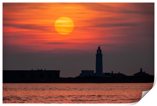 Hurst Lighthouse Sunset Print by Wight Landscapes