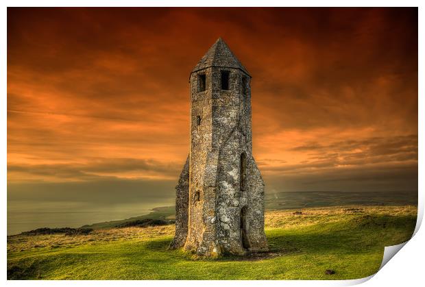 St Catherines Oratory Print by Wight Landscapes