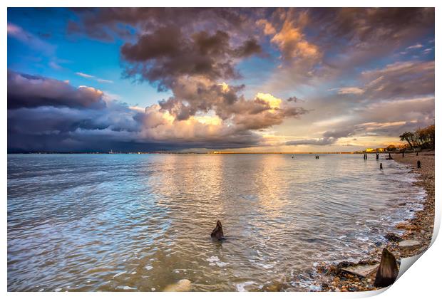 Western Beach Sunset Ryde Print by Wight Landscapes