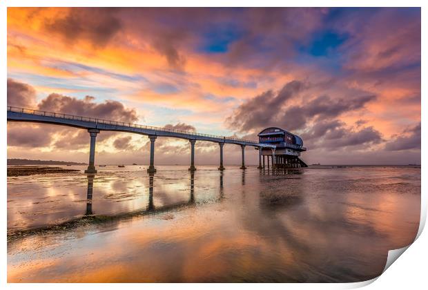 Stormy Lifeboat Station Sunset Print by Wight Landscapes