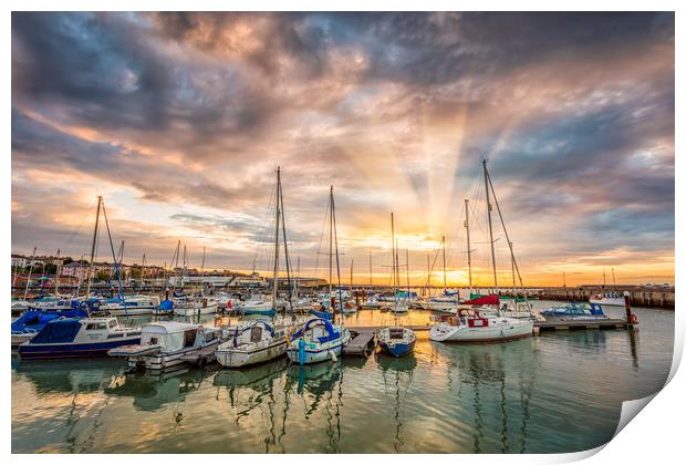 Ryde Harbour Sunbeam Sunset Print by Wight Landscapes